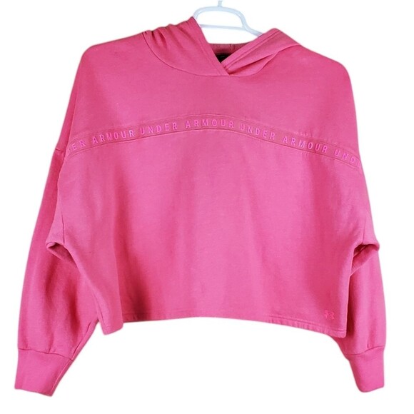 UNDER ARMOUR Cropped Fleece Hoodie Sweater Top Size L - Picture 1 of 4